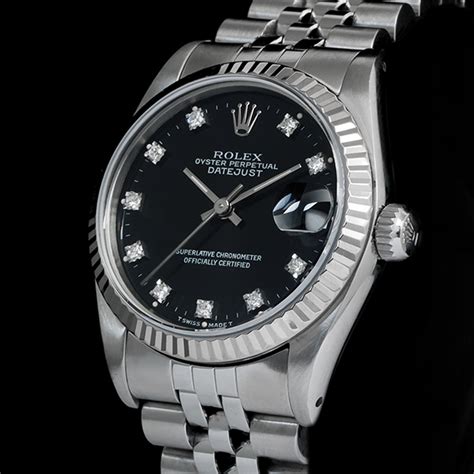 rolex datejust quadrante nero con brillanti prezzo|rolex datejust 36 mm.